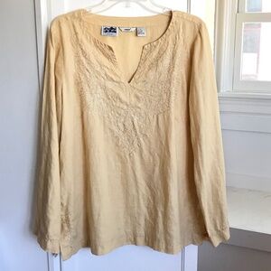 EDWARD Irish Linen Embroidered Blouse Yellow Women’s Size X-Large